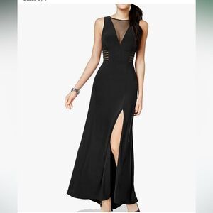 Prom Dress with Side Cutouts Slit and Deep V Neck